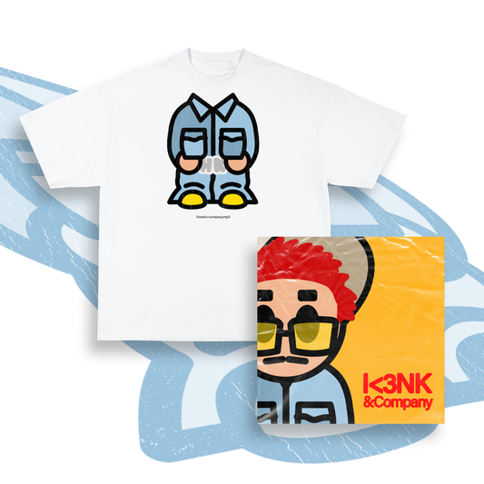 BUNDLE: ilovenk+company.mp3 shirt + I<3NK & Company Album (WHITE)